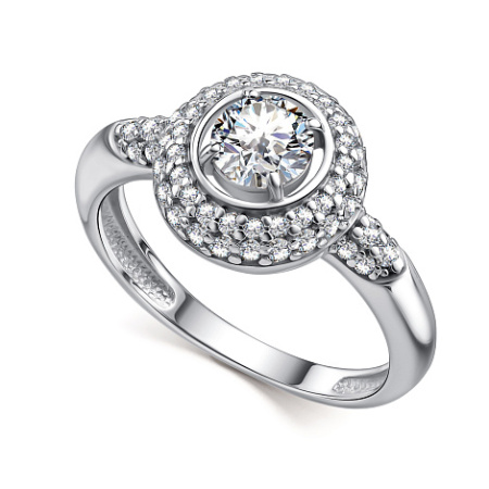 Серебряное кольцо с горным хрусталём и фианитами