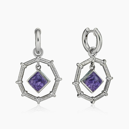 Cеребряные серьги с чароитом