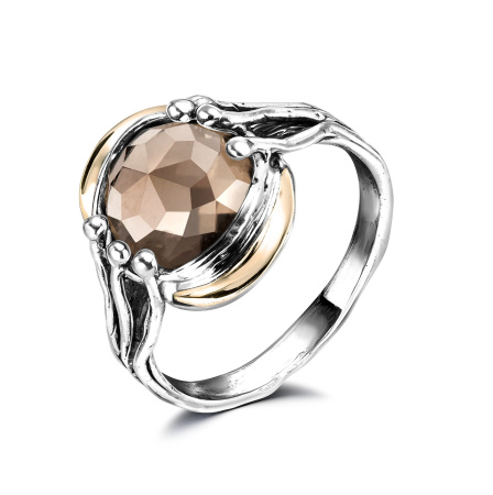 Кольцо из серебра с раухтопазом в позолоте