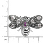 Серебряная брошь с марказитами Swarovski, аметистом и фианитами