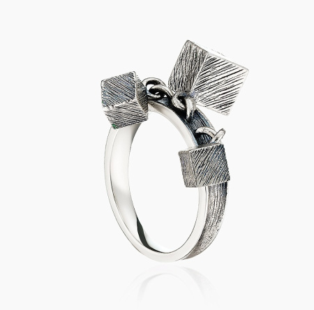 Кольцо из серебра «Кубики»