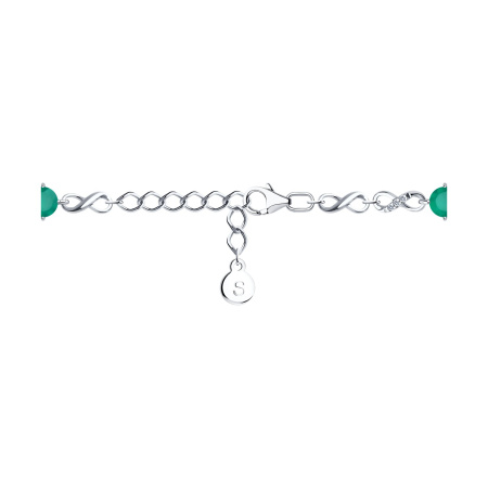 Серебряный браслет с фианитами и агатом «Бесконечность»