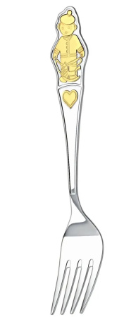 Серебряная вилка детская «Мальчик» с позолотой