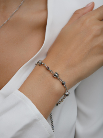 Серебряный браслет ALEXANDRE VASSILIEV с гранатом и марказитами Swarovski