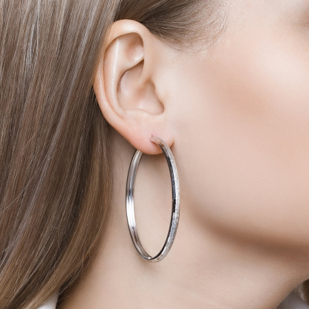 Серьги конго из серебра с алмазной гранью и матированием