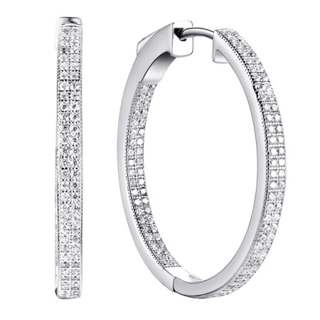 Серебряные серьги конго с фианитами