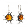 Серебряные серьги с янтарем «Солнце»