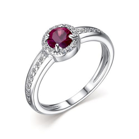 Кольцо из серебра с рубином и фианитами