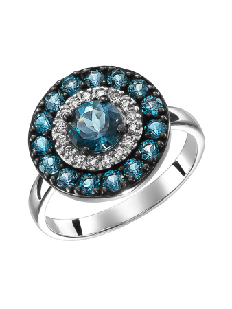 Кольцо с лондон топазом и фианитами