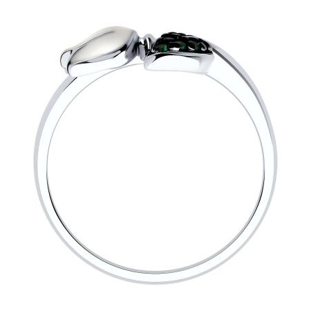 Кольцо из серебра с фианитами и эмалью «Цветочек»