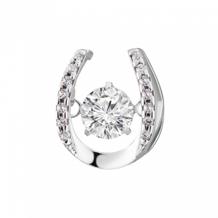 Серебряная подвеска с танцующим фианитом «Подкова»