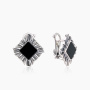 Серьги из серебра с камнем оникс