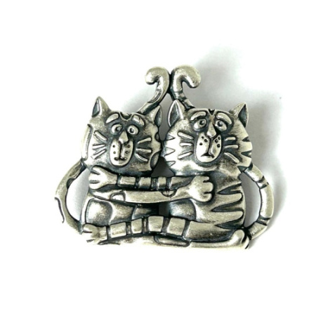 Брошь-подвеска из серебра «Коты»
