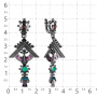 Серебряные серьги с витражной эмалью и гранатами