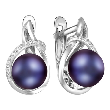 Серебряные серьги с жемчугом и фианитами