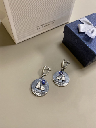 Серьги из серебра с перламутром «Елочка»