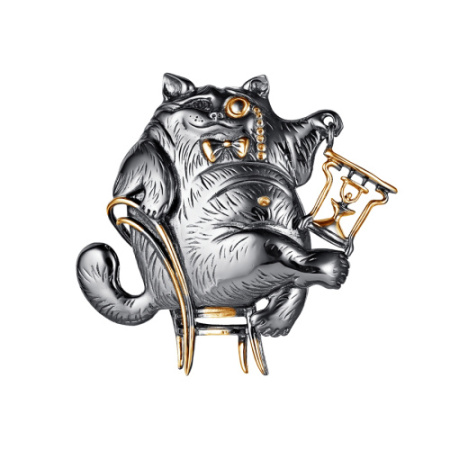 Брошь из серебра «Обаятельный Кот Бегемот»