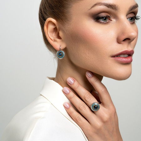 Серьги из серебра с лабрадором