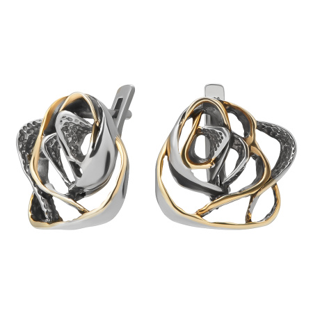 Серьги из серебра с позолотой «Роза»