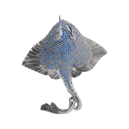 Серебряная брошь «Скат»