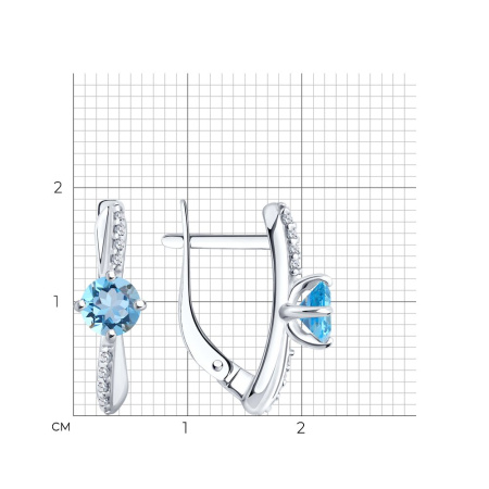 Серьги из серебра с топазами и фианитами