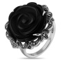 Серебряное кольцо с черным ониксом и марказитами Swarovski