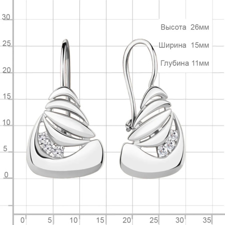 Серьги из серебра с фианитами