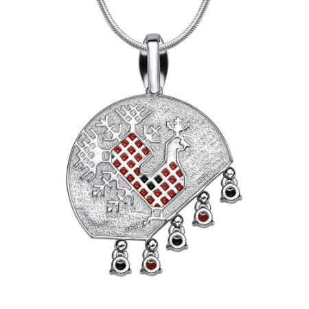 Подвеска из серебра с эмалью и фианитами «Петушок»