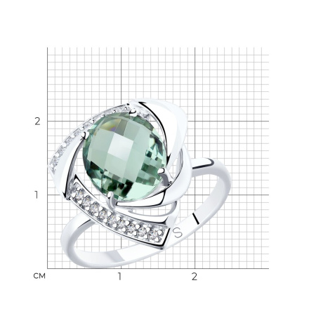 Серебряное кольцо с кварцем и фианитами