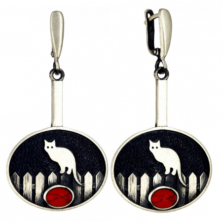 Серебряные серьги с кораллом