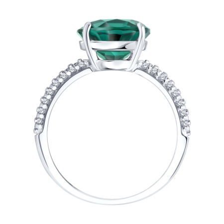 Кольцо из серебра с кварцем и фианитами