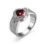 Кольцо из серебра с гранатом и фианитами