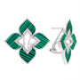 Серьги из серебра с синтетическим малахитом «Цветок»