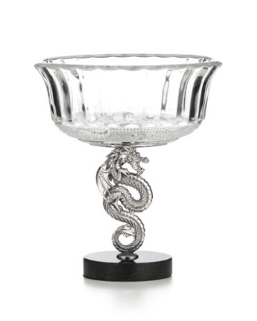Вазочка «Дракон» из серебра и мрамора