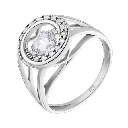Серебряное кольцо с танцующим фианитом
