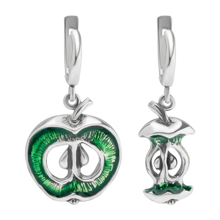 Серьги из серебра с эмалью «Яблоко»