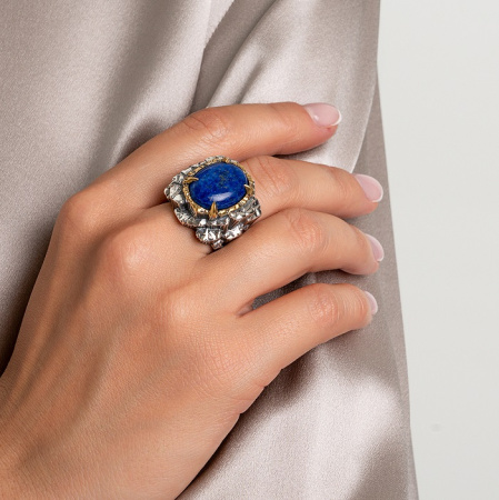 Серебряное кольцо «Галактика» с лазуритом