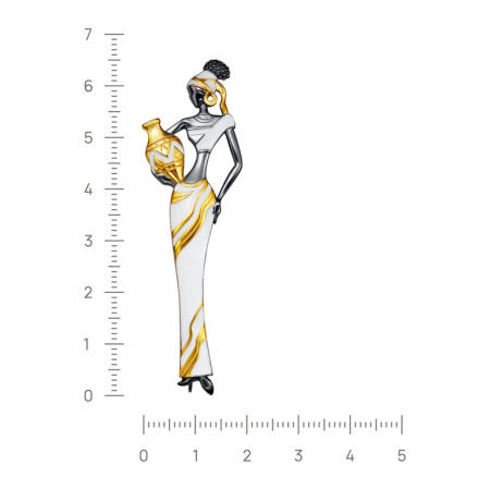 Брошь из серебра с эмалью «Африканка» в позолоте