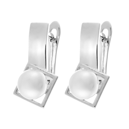 Серьги из серебра с жемчугом «Ромб»