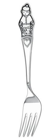 Серебряная вилка детская «Мальчик» с чернением