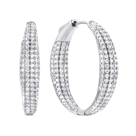 Серебряные серьги конго с фианитами