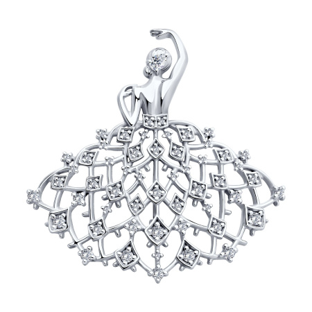 Серебряная брошь с фианитами «Невеста»