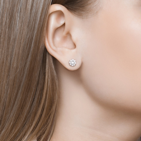 Серьги-пусеты из серебра с фианитами