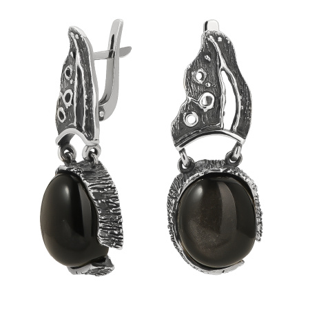 Серьги из серебра с обсидианом