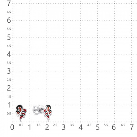 Серебряные серьги-пусеты «Хохлома» с эмалью