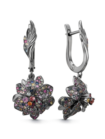 Серьги из серебра с сапфирами «Цветок»