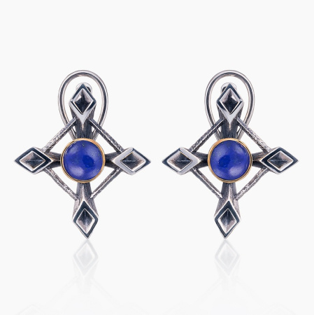 Серебряные серьги «Полярис» с лазуритом