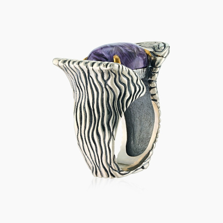 Кольцо из серебра с чароитом