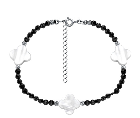 Браслет из серебра со шпинелью и перламутром