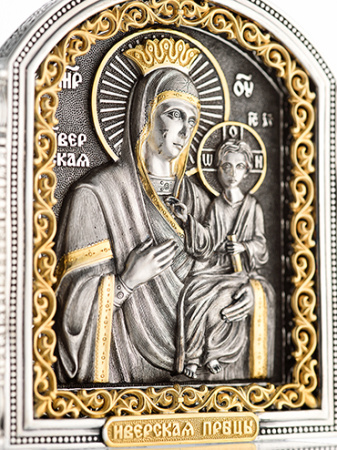 Серебряный складень «Иверская Богоматерь»